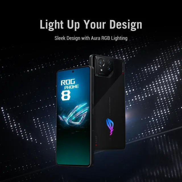 Alt view image 2 of 11 - ASUS ROG Phone 8 Unlocked Android Phone, US Version, 6.78" 165Hz AMOLED Display, 256GB Storage, 16GB RAM, 5500mAh Battery, 50MP Gimbal Camera, 32MP Front, Snapdragon 8 Gen 3, Dual-SIM, Phantom Black