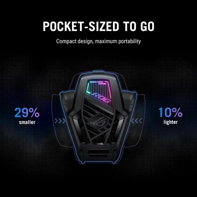 Alt view image 4 of 7 - ASUS ROG AeroActive Cooler X, RGB Cell Phone Cooling Fan for ROG Phone 8 Series, Portable Lightweight, Built-in Kickstand, Dual Physical Buttons, 3.5mm Headphone Jack, USB-C® USB 2.0 - OEM