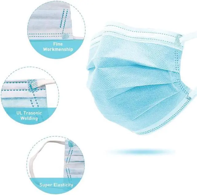 Alt view image 2 of 5 - 50PCS Disposable Face Masks Anti Virus Medical Surgical 3-Ply Safety Masks for Man and Woman