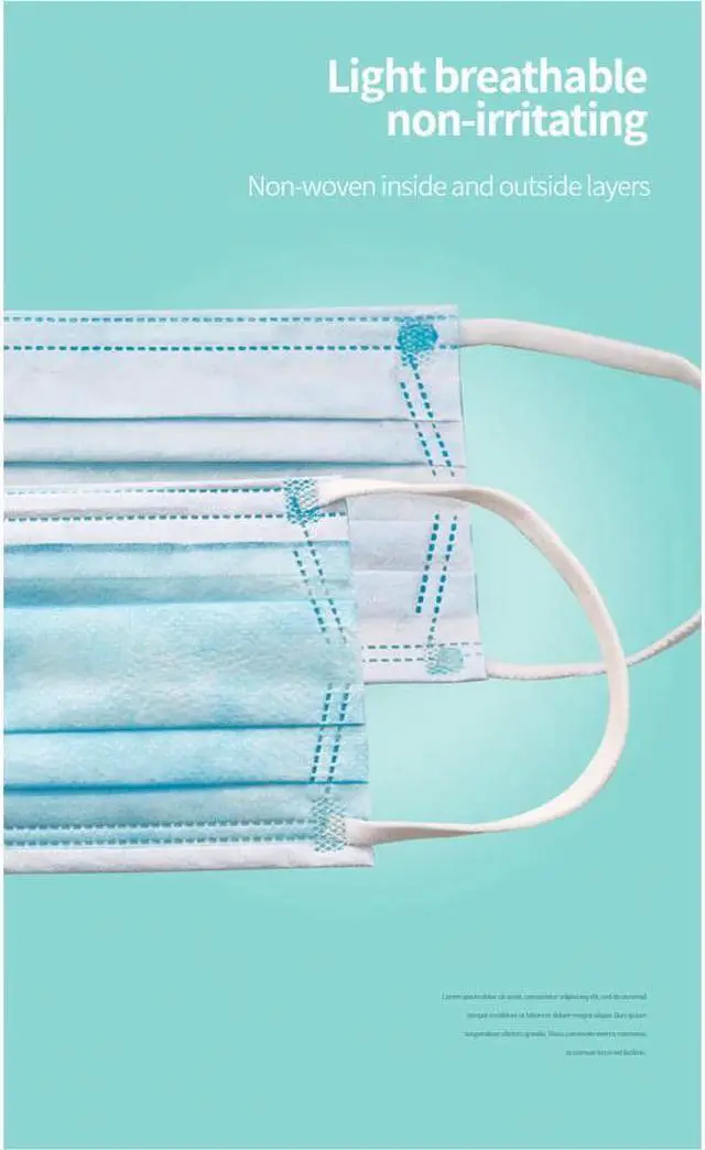 Alt view image 5 of 5 - 50PCS Disposable Face Masks Anti Virus Medical Surgical 3-Ply Safety Masks for Man and Woman