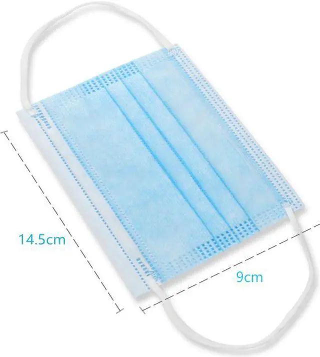 Alt view image 2 of 7 - 50 Pieces 3-Layer Disposable Face Masks for 3-12 Years Old Children -Protect Kids from Dust, Germs and Pollen Blue Kids Mask