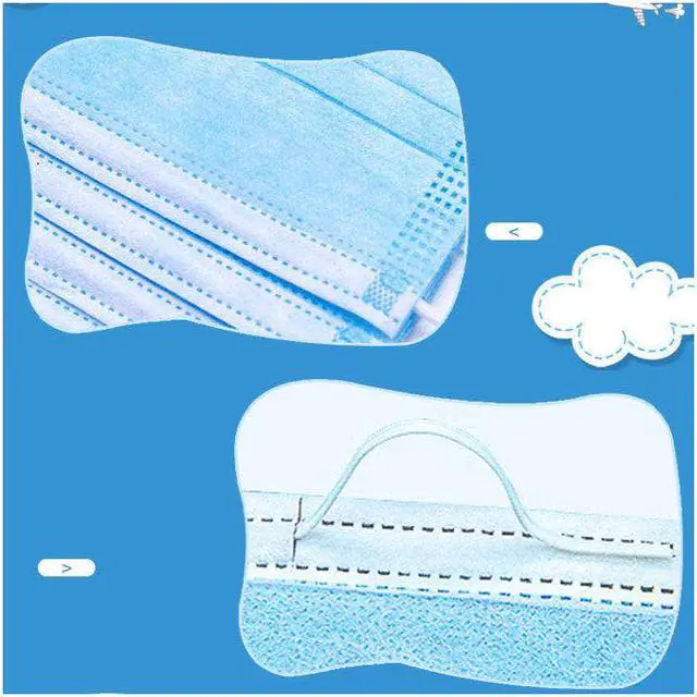 Alt view image 4 of 7 - 50 Pieces 3-Layer Disposable Face Masks for 3-12 Years Old Children -Protect Kids from Dust, Germs and Pollen Blue Kids Mask