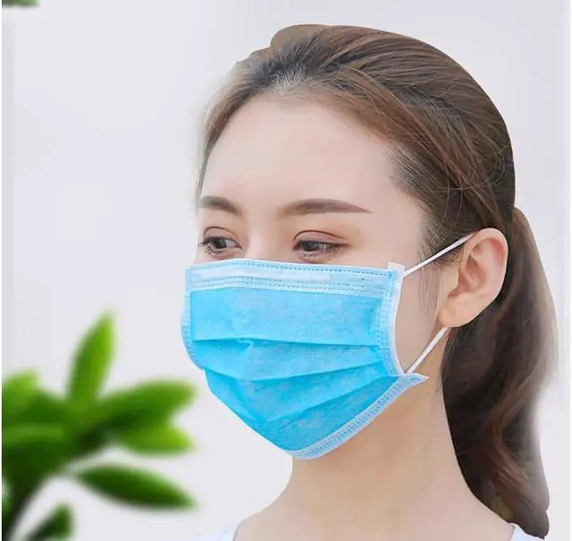 Alt view image 6 of 7 - 50 Pcs Disposable Face Masks Unisex Blue Dust Mouth Masks Anti Dust Face Surgical Mask Facial Mask