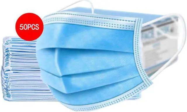 Main image of 50 Pcs Disposable Face Masks Unisex Blue Dust Mouth Masks Anti Dust Face Surgical Mask Facial Mask