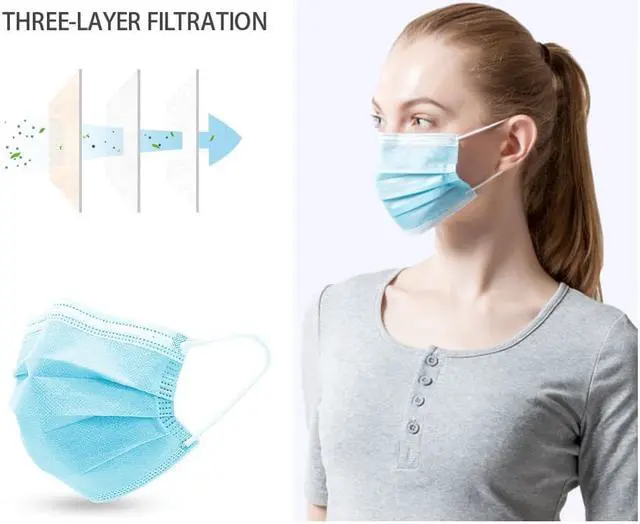 Alt view image 2 of 7 - 50 Pcs Disposable Face Masks Virus Mask Protection 3-Ply Safety Masks for Man and Woman