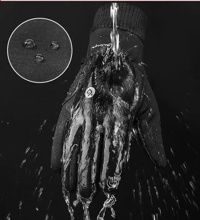 Alt view image 2 of 6 - Cycling gloves keep warm in winter, full-finger touch screen outdoor ski, motorcycle, bike, cold and windproof plus velvet equipment black