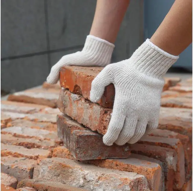 Alt view image 4 of 6 - sakose Cotton Polyester String Knit Gloves Safety Work Gloves Heavyweight for Men & Women Warehouse,Light industry,Carton handling, Construction,12pairs,Natural white,Size L