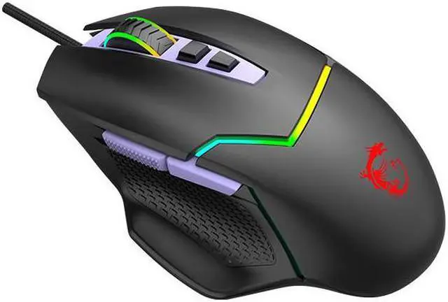 Alt view image 2 of 4 - MSI CLUTCH GM20 V2 Gaming Mouse, Wired, RGB Glare, Dragon Spirit Lamp Of Faith,  Gaming Mouse, Ergonomics, BLACK/Purple