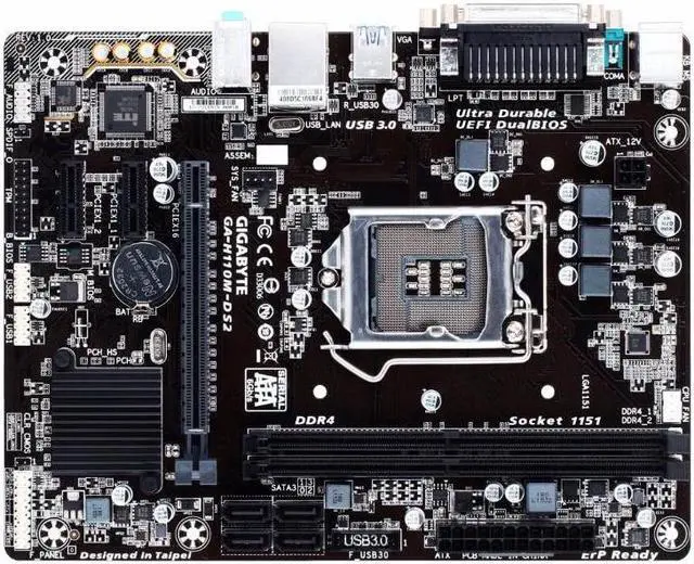 Main image of GIGABYTE GA-H110M-DS2 LGA 1151 Intel H110 SATA 6Gb/s USB 3.0 Micro ATX Intel Motherboard