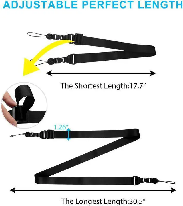 Alt view image 3 of 7 - Adjustable Shoulder Strap Multifunctional Neck Strap Replacement for iPad Case Tablet Case Shoulder Messenger Bags Luggage Nylon Black 35.4-61