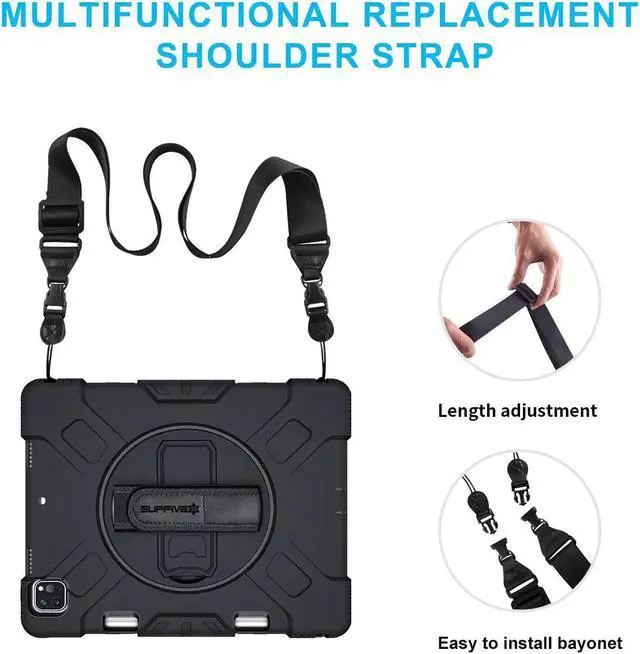 Alt view image 4 of 7 - Adjustable Shoulder Strap Multifunctional Neck Strap Replacement for iPad Case Tablet Case Shoulder Messenger Bags Luggage Nylon Black 35.4-61