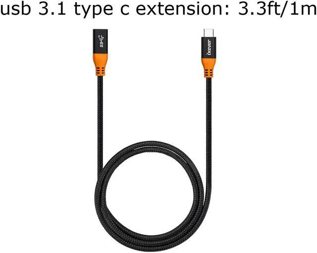 Alt view image 5 of 7 - USB-C Extension Cable 3.3ft (2-Pack), IXEVER USB 3.1 Type-C Gen 2 (10Gbps) Male to Female Extender Cord Compatible with Nintendo Switch, MacBook, Pro Pixel 3 3 XL