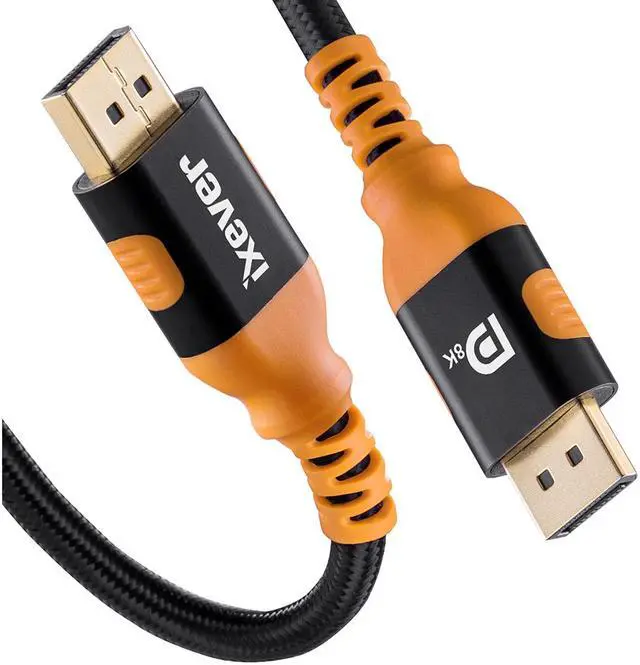 Main image of 8K DisplayPort 1.4 Cable 6.6ft, IXEVER Ultra High Speed DisplayPort to DisplayPort Cable [4K@144Hz, 8K@60Hz] 32.4Gbps HBR3 HDR10 HDCP 2.2 Nylon Braided Cord for TV,Gaming Monitor, Projector