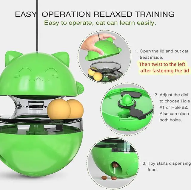 Alt view image 7 of 7 - 3MNSCD Cat Treat Dispenser Cat Toy Pet Food Treat Ball-Adjustable Cat Ball and Treat Dispensing Pet Toys Pets