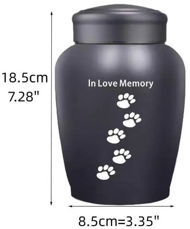 Alt view image 2 of 7 - 7inches Cat Urn for Ashes, Dog Urn for Ashes Pet Memorial Urns with, Black Cremation Container, in Love Memory