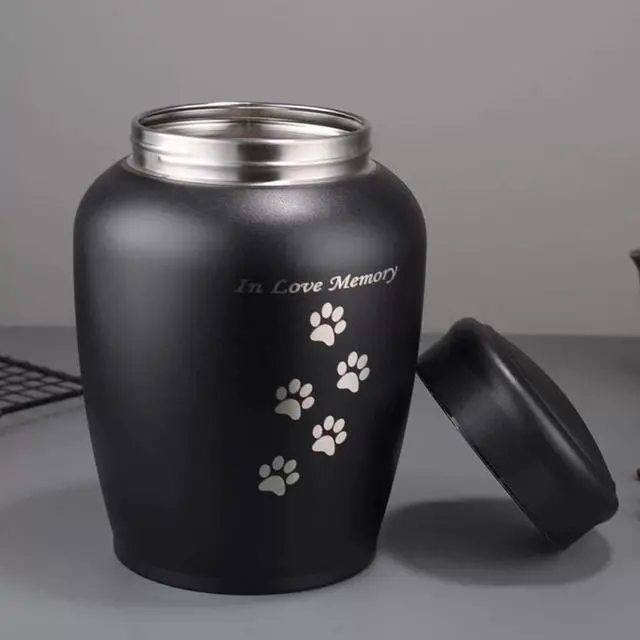 Alt view image 6 of 7 - 7inches Cat Urn for Ashes, Dog Urn for Ashes Pet Memorial Urns with, Black Cremation Container, in Love Memory