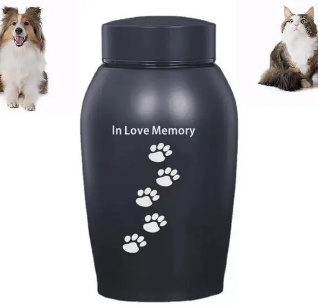 Main image of 7inches Cat Urn for Ashes, Dog Urn for Ashes Pet Memorial Urns with, Black Cremation Container, in Love Memory