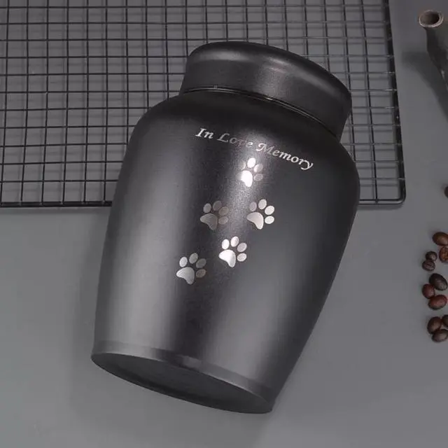 Alt view image 5 of 7 - 7inches Cat Urn for Ashes, Dog Urn for Ashes Pet Memorial Urns with, Black Cremation Container, in Love Memory