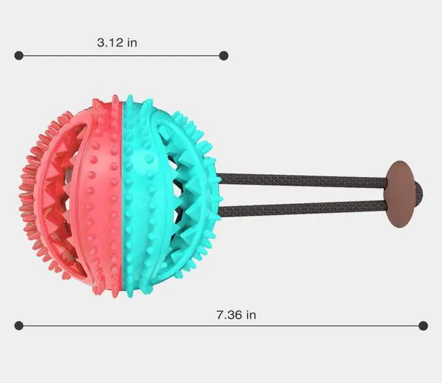 Alt view image 6 of 7 - Interactive Dog Chew Toy, Teeth Cleaning Ball with Rope Dog Squeaky Toys Food Dispenser Exercise Training Balls
