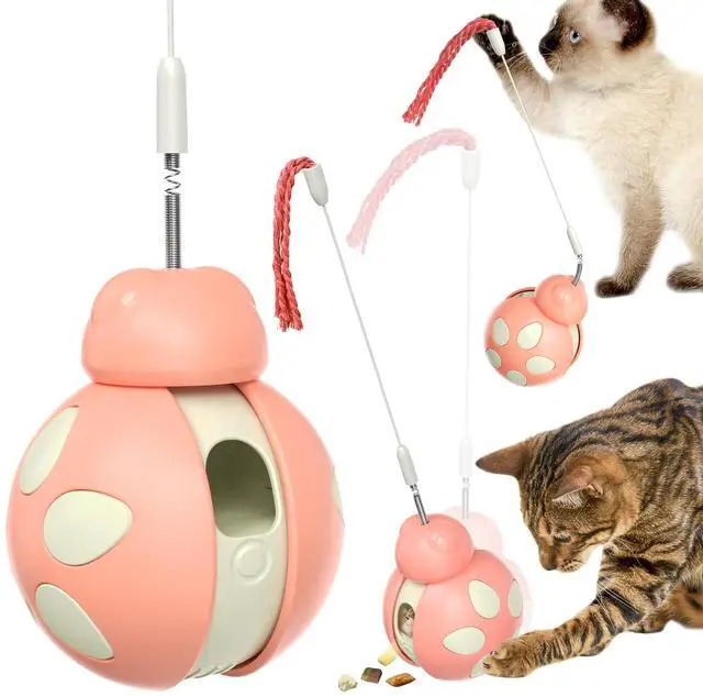 Main image of Cat Play Toy Ball Treat Dispenser Tumbler Beetle Interactive Kitty Toy Cat Feed Ball Cat Teaser Toy Sliding