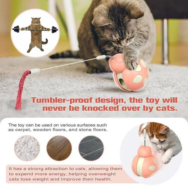 Alt view image 6 of 7 - Cat Play Toy Ball Treat Dispenser Tumbler Beetle Interactive Kitty Toy Cat Feed Ball Cat Teaser Toy Sliding