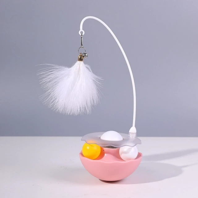 Main image of Interactive Cat Toy Catnip Balls Tumbler Teaser Toy Wand Feather Cats Track Balls Bell No Battery Pink
