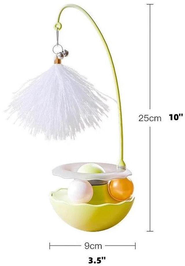 Alt view image 4 of 4 - Interactive Cat Toy Catnip Balls Tumbler Teaser Toy Wand Feather Cats Track Balls Bell No Battery Pink