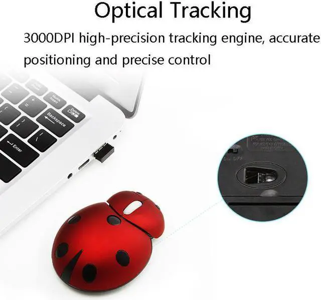 Alt view image 5 of 6 - CM0184 3000 DPI 3-keys Mini Ladybug 2.4G Wireless Mouse Personalized Wireless Mouse