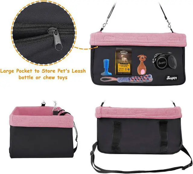 Alt view image 3 of 7 - GOOPAWS Car Travel Dog Booster Seat, Elevated Pet Bed for Cars, Portable Pet Car Seat Travel Carrier with Seat Belt for 24lbs Pets
