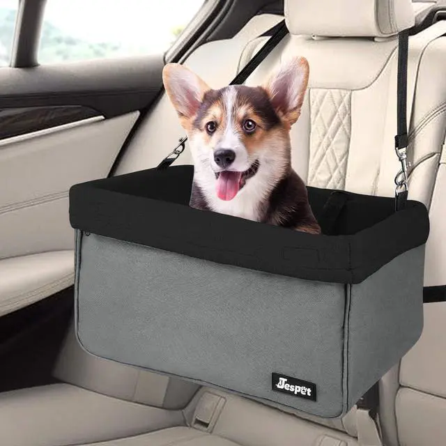 Main image of GOOPAWS Car Travel Dog Booster Seat, Elevated Pet Bed for Cars, Portable Pet Car Seat Travel Carrier with Seat Belt for 24lbs Pets