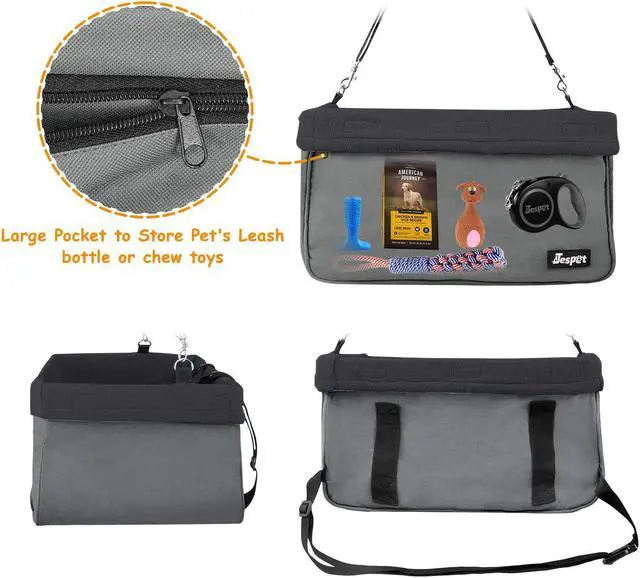 Alt view image 3 of 6 - GOOPAWS Car Travel Dog Booster Seat, Elevated Pet Bed for Cars, Portable Pet Car Seat Travel Carrier with Seat Belt for 24lbs Pets