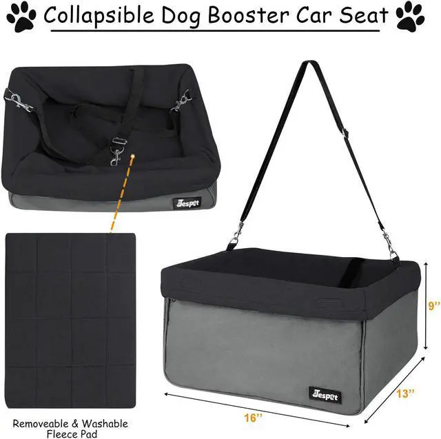 Alt view image 4 of 6 - GOOPAWS Car Travel Dog Booster Seat, Elevated Pet Bed for Cars, Portable Pet Car Seat Travel Carrier with Seat Belt for 24lbs Pets