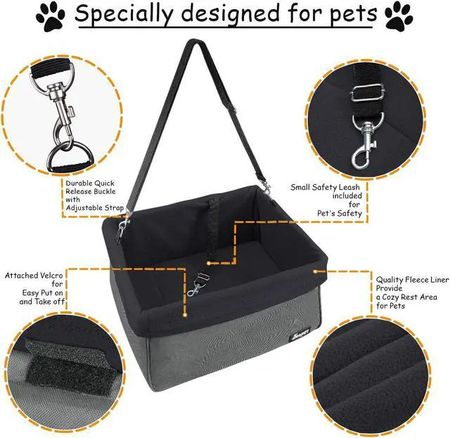 Alt view image 5 of 6 - GOOPAWS Car Travel Dog Booster Seat, Elevated Pet Bed for Cars, Portable Pet Car Seat Travel Carrier with Seat Belt for 24lbs Pets