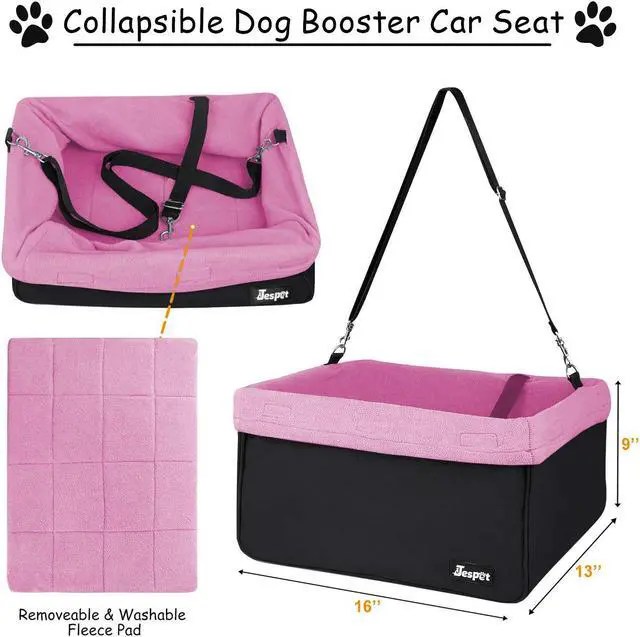Alt view image 5 of 7 - GOOPAWS Car Travel Dog Booster Seat, Elevated Pet Bed for Cars, Portable Pet Car Seat Travel Carrier with Seat Belt for 24lbs Pets