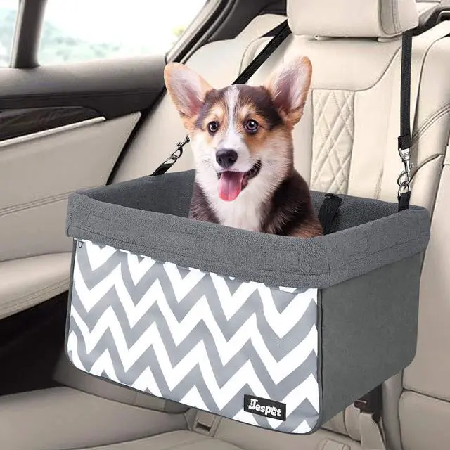 Main image of GOOPAWS Car Travel Dog Booster Seat, Elevated Pet Bed for Cars, Portable Pet Car Seat Travel Carrier with Seat Belt for 24lbs Pets