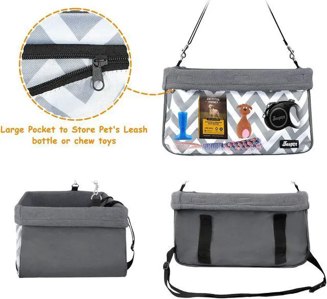 Alt view image 4 of 7 - GOOPAWS Car Travel Dog Booster Seat, Elevated Pet Bed for Cars, Portable Pet Car Seat Travel Carrier with Seat Belt for 24lbs Pets