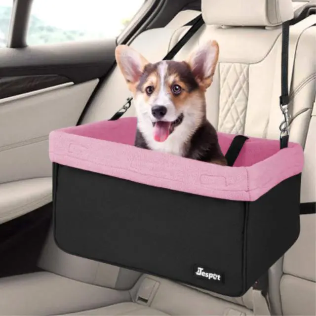 Main image of GOOPAWS Car Travel Dog Booster Seat, Elevated Pet Bed for Cars, Portable Pet Car Seat Travel Carrier with Seat Belt for 24lbs Pets