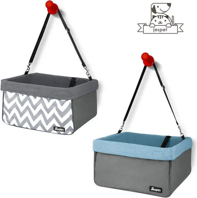 Alt view image 7 of 7 - GOOPAWS Car Travel Dog Booster Seat, Elevated Pet Bed for Cars, Portable Pet Car Seat Travel Carrier with Seat Belt for 24lbs Pets