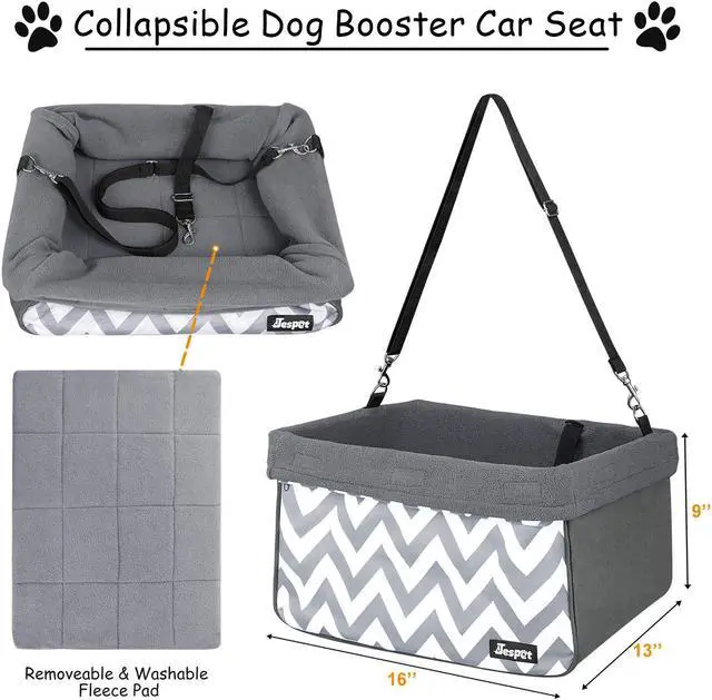 Alt view image 3 of 7 - GOOPAWS Car Travel Dog Booster Seat, Elevated Pet Bed for Cars, Portable Pet Car Seat Travel Carrier with Seat Belt for 24lbs Pets