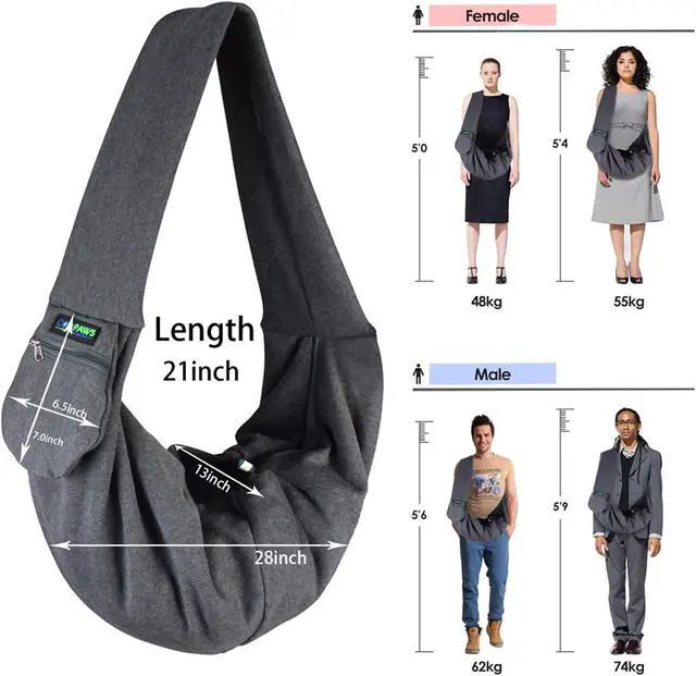 Alt view image 4 of 7 - GOOPAWS Dog Sling, Hand Free Pet Sling Carrier Safety Belt Carrying Small Dog Cat Puppy Machine Washable