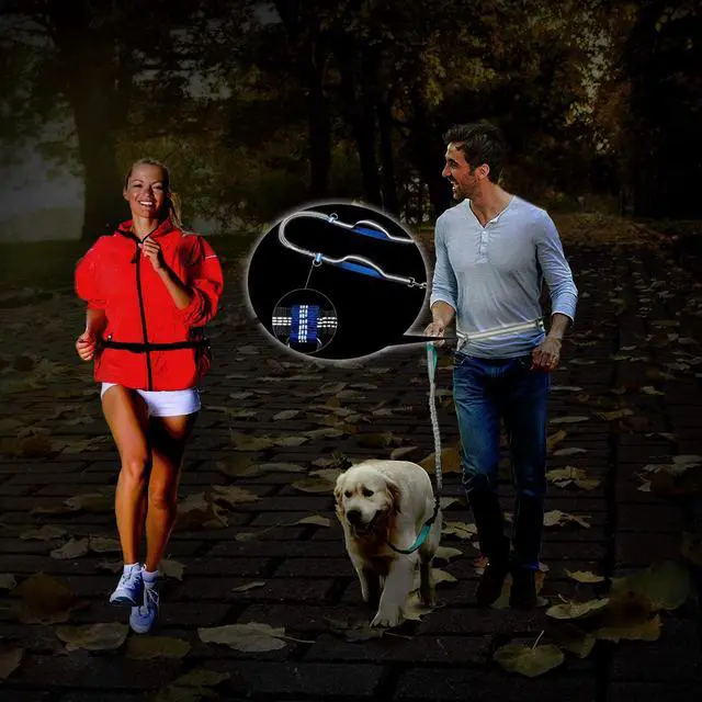 Alt view image 6 of 7 - GOOPAWS Bungee Reflective Standard Dog Leash, Hands Free Dog Leash for Running, Walking, Hiking Jogging for Medium & Large Dogs up to 150lbs