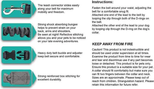 Alt view image 2 of 7 - GOOPAWS Bungee Reflective Standard Dog Leash, Hands Free Dog Leash for Running, Walking, Hiking Jogging for Medium & Large Dogs up to 150lbs