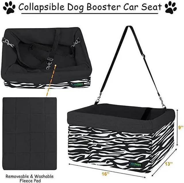Alt view image 2 of 6 - GOOPAWS Car Travel Dog Booster Seat, Elevated Pet Bed for Cars, Portable Pet Car Seat Travel Carrier with Seat Belt for 24lbs Pets