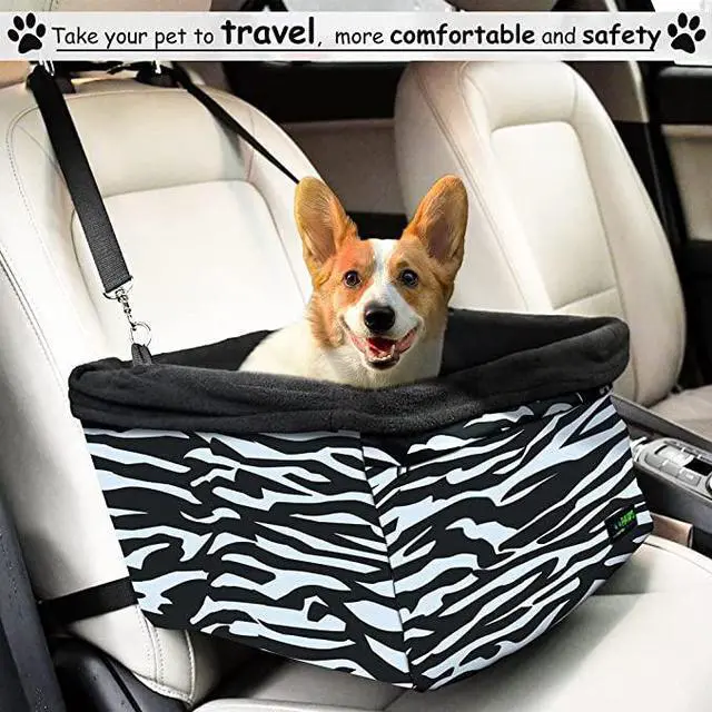 Alt view image 5 of 6 - GOOPAWS Car Travel Dog Booster Seat, Elevated Pet Bed for Cars, Portable Pet Car Seat Travel Carrier with Seat Belt for 24lbs Pets