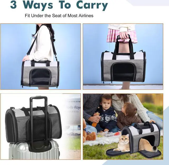 Alt view image 6 of 7 - Jespet Soft-Sided Dog & Cat Carrier Bag, Soft Kennel Pet Carrier for Small Dogs, Airline Approved Collapsible Pet Carriers