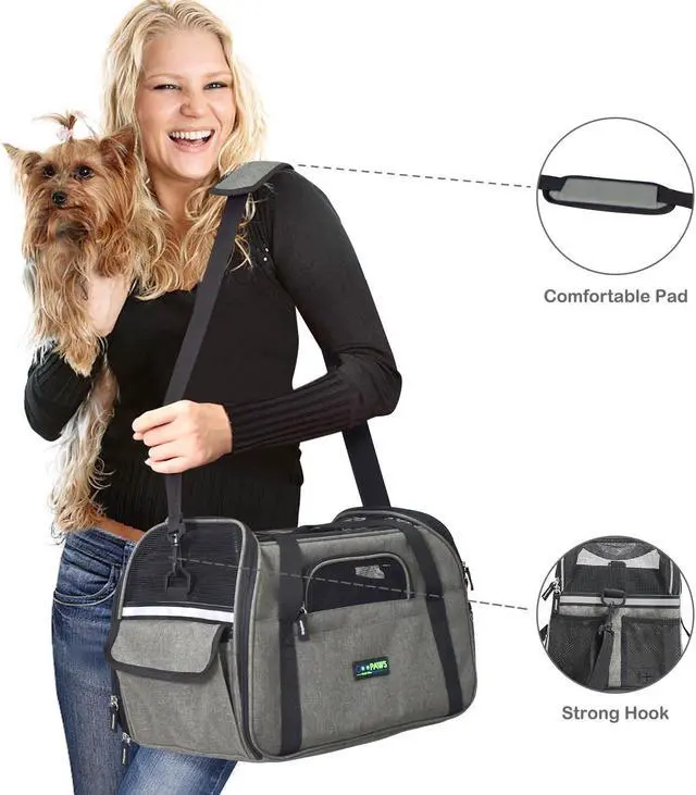 Alt view image 3 of 7 - Jespet Soft-Sided Pet Carrier, Airline Approved Pet Carriers Dog Carrier Collapsible, Collapsible Kennel for Small Dogs Cats, Puppy