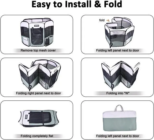 Alt view image 3 of 6 - Jespet Portable Foldable Pet Dog Playpen, Portable Pet Playpen Exercise Pen Kennel with Carry Bag for Puppy Cats Kittens Rabbits