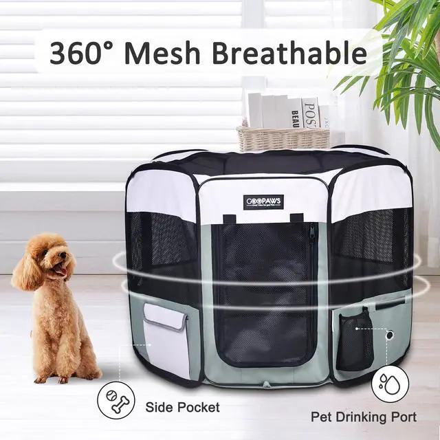 Alt view image 4 of 6 - Jespet Portable Foldable Pet Dog Playpen, Portable Pet Playpen Exercise Pen Kennel with Carry Bag for Puppy Cats Kittens Rabbits