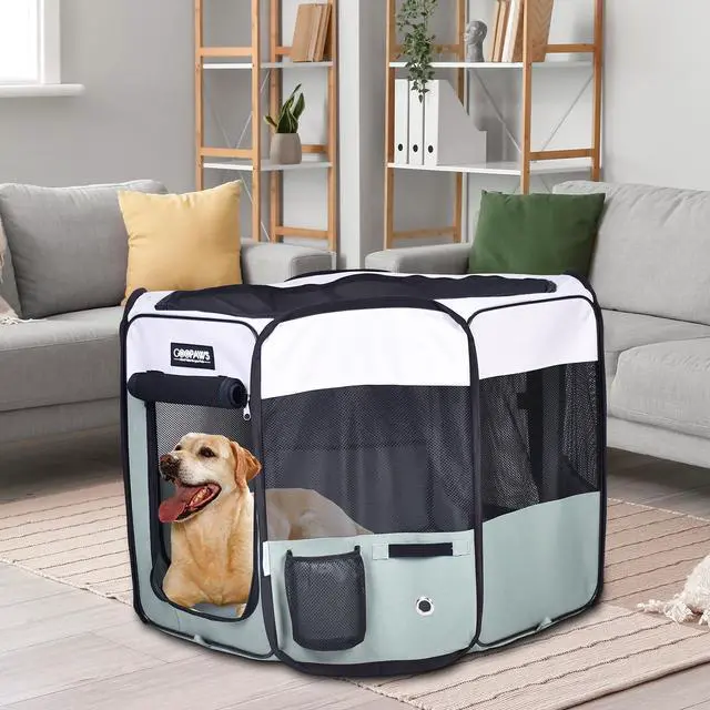 Alt view image 6 of 6 - Jespet Portable Foldable Pet Dog Playpen, Portable Pet Playpen Exercise Pen Kennel with Carry Bag for Puppy Cats Kittens Rabbits