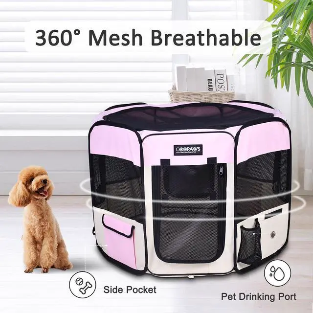 Alt view image 4 of 6 - Jespet Portable Foldable Pet Dog Playpen, Portable Pet Playpen Exercise Pen Kennel with Carry Bag for Puppy Cats Kittens Rabbits
